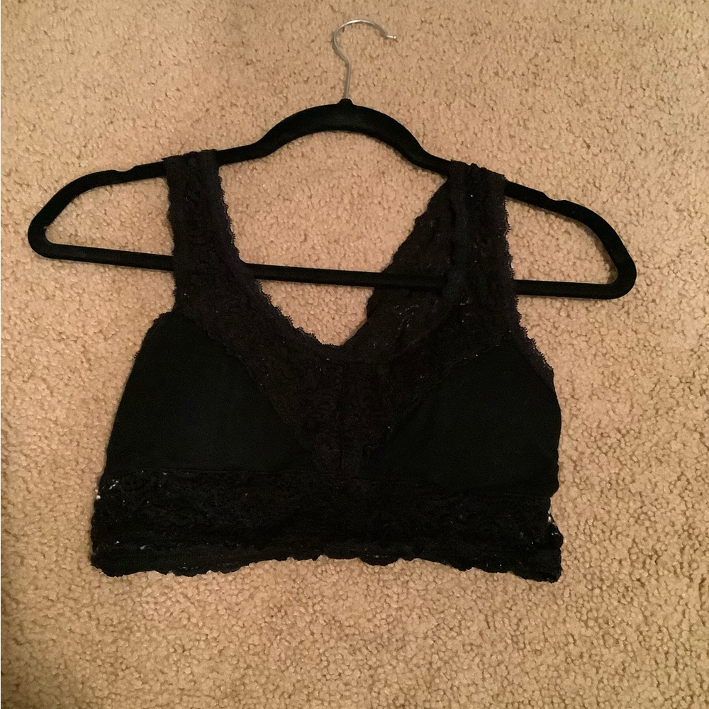 Lace Trim Black Bralette